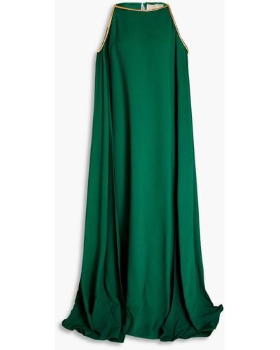 Elie Saab Chain-embellished Silk-crepe Gown - Green