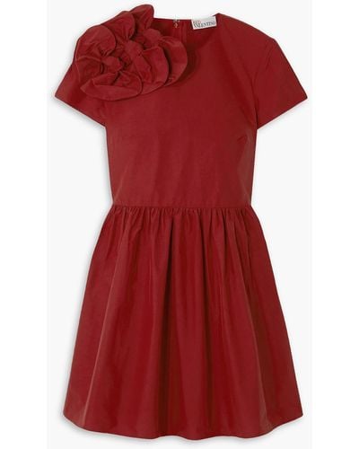 RED Valentino Bow-embellished Cotton-blend Taffeta Mini Dress - Red