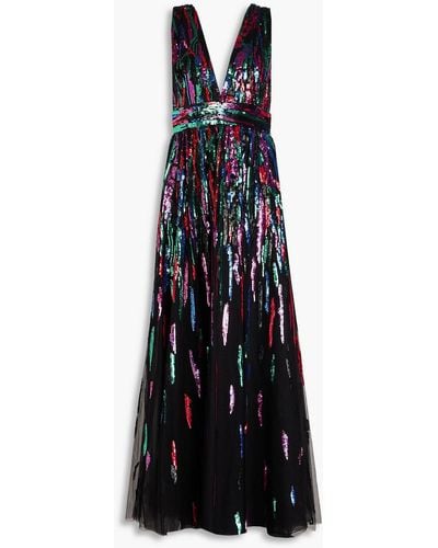 Zuhair Murad Sequin-embellished Tulle Gown - Blue