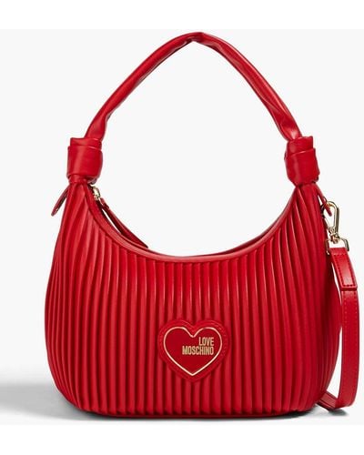 Love Moschino Quilted Faux Textu-leather Tote - Red