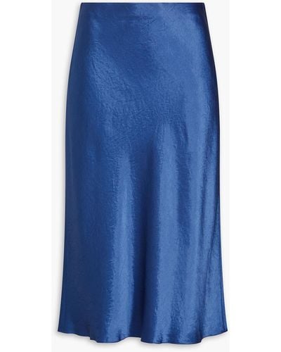 Vince Crinkled Satin Skirt - Blue