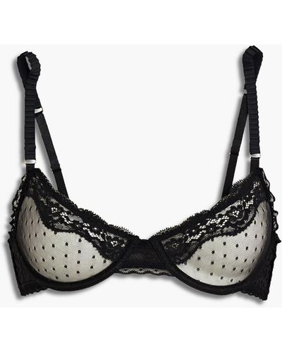 Stella McCartney Layla Gleaming Point D'esprit And Lace Underwired Bra - Black