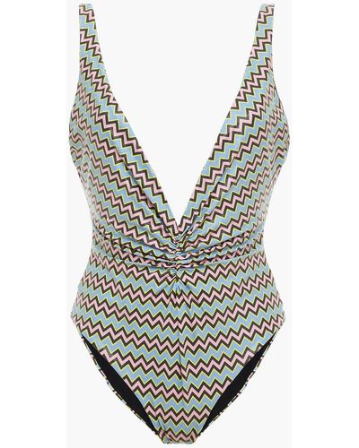 M Missoni Ruched Printed Swimsuit - Blue