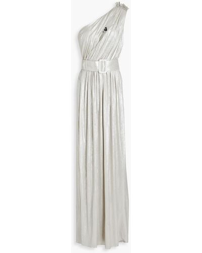 retroféte Andrea One-shoulder Pleated Jersey Gown - Brown