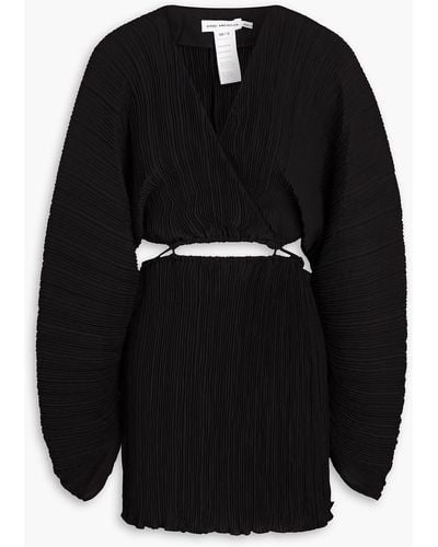 GOOD AMERICAN Cutout Plissé-crepe Mini Dress - Black