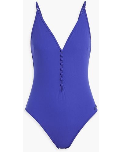 Zimmermann Button-embellished Swimsuit - Blue