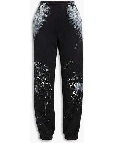 Balenciaga Painted French Cotton-blend Terry Track Trousers - Black