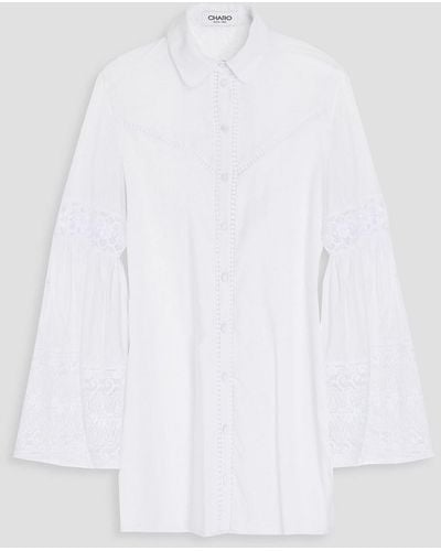 Charo Ruiz Letta Crochet-paneled Cotton-blend Shirt - White