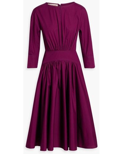 Marni Cotton-poplin Midi Dress - Purple