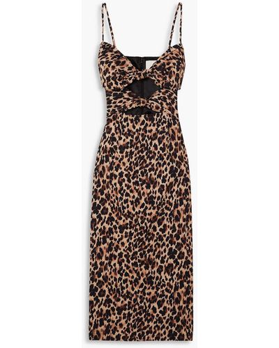 Racil Mia Knotted Leopard-print Cotton-blend Midi Dress - Multicolour