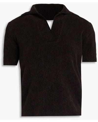 Jacquemus Open-back Ribbed Cotton-blend Chenille Top - Black