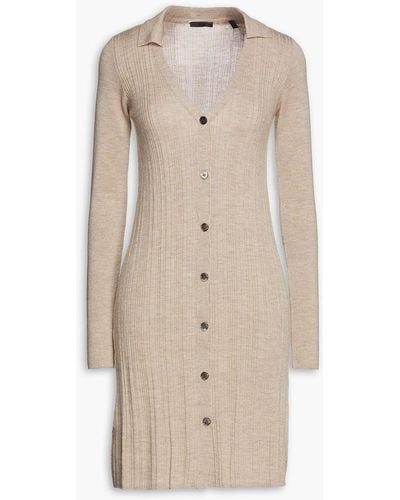 ATM Ribbed Merino Wool Mini Dress - Natural