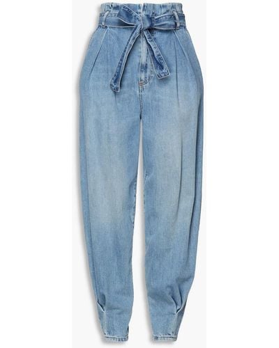 RED Valentino Pleated High-rise Tapered Jeans - Blue