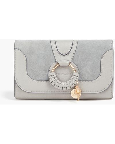 See By Chloé Portemonnaie aus veloursleder und leder mit ringdetails - Grau