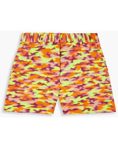 Dries Van Noten Printed Cotton Shorts - Orange