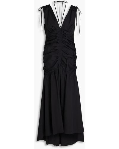 Veronica Beard Perrin Ruched Cotton-blend Midi Dress - Black