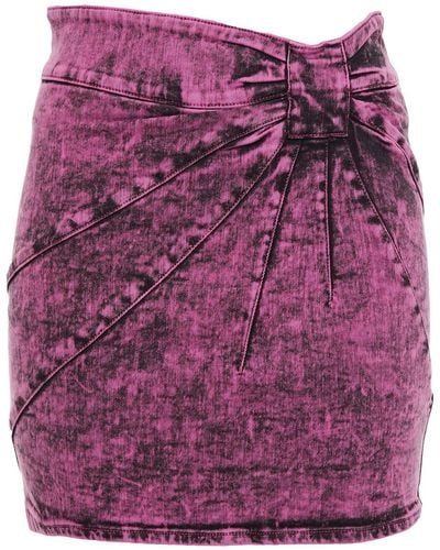 RED Valentino Ruched Tie-dyed Denim Mini Skirt - Purple