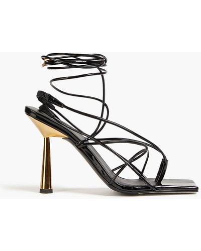 GIA RHW Lace-up Patent-leather Sandals - White