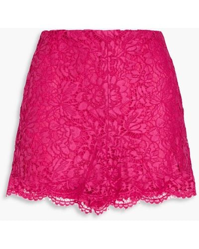 Valentino Garavani Cotton-blend Corded Lace Shorts - Pink