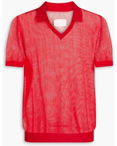 Maison Margiela Open-knit Cotton-blend Polo Shirt - Red