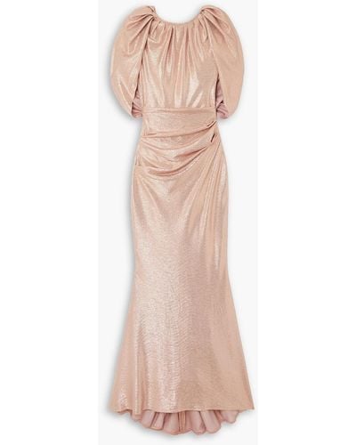 Talbot Runhof Cape-effect Gathered Stretch-jersey Gown - Pink
