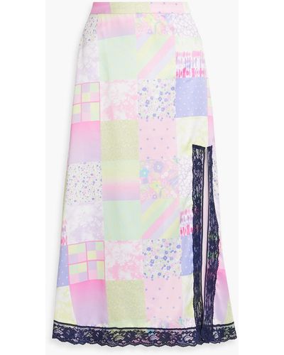 Olivia Rubin Adrianne Patchwork-effect Printed Satin Midi Skirt - White