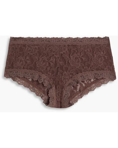 Hanky Panky Stretch-lace Mid-rise Briefs - Brown