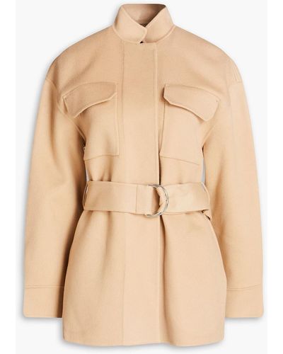 Theory Belted Wool And Cashmere-blend Felt Coat - Natural