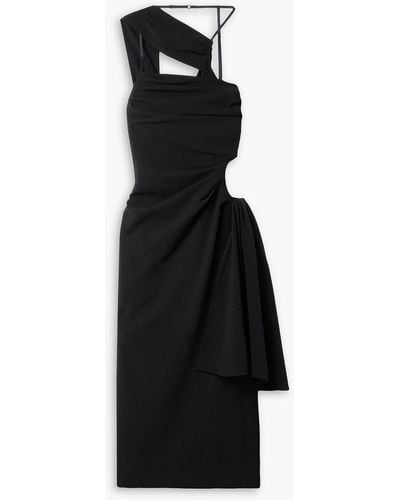 Jacquemus Abanada Cutout Draped Wool-blend Crepe Midi Dress - Black