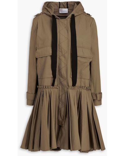 RED Valentino Kapuzenjacke aus baumwoll-gabardine mit falten - Braun