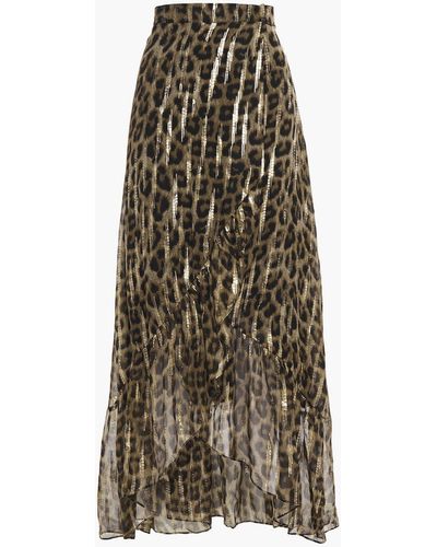 Ba&sh Jalvy Leopard-print Fil Coupé Silk-blend Midi Wrap Skirt - Multicolour
