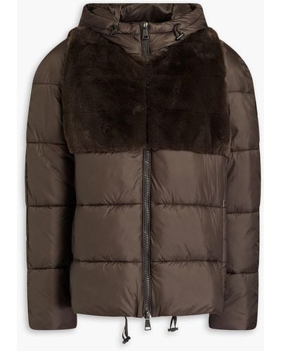 Luisa Cerano Faux Fur-paneled Quilted Shell Hooded Jacket - Brown