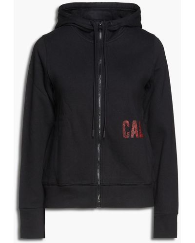 Calvin Klein Bedruckter hoodie aus fleece aus einer baumwollmischung - Schwarz