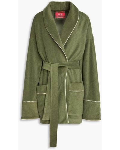 F.R.S For Restless Sleepers Belted Cotton-blend Terry Robe - Green
