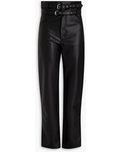 Philosophy Di Lorenzo Serafini Belted Faux Leather Straight-leg Trousers - Black