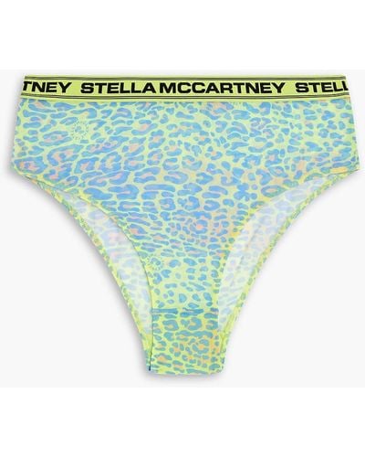 Stella McCartney Leopard-print Stretch-mesh High-rise Briefs - Green