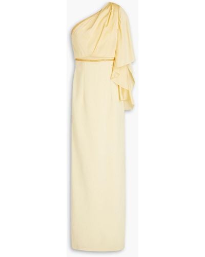 Safiyaa Carra One-shoulder Crystal-embellished Crepe Gown - White