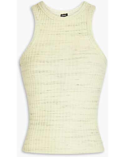 Monrow Cosmo Marled Ribbed Cotton-blend Tank - Yellow