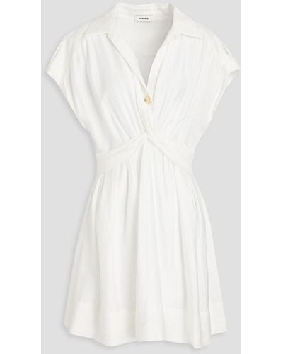 Sandro Sigrid Twist-front Twill Mini Shirt Dress - White