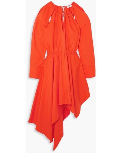 JW Anderson Asymmetric Cutout Cotton Midi Dress - Red
