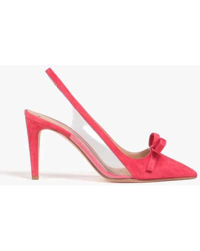 Red(V) Suede And Pvc Slingback Court Shoes - Pink