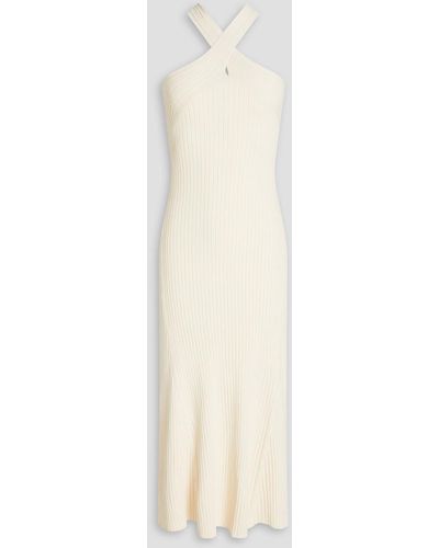 LVIR Ribbed-knit Midi Dress - White