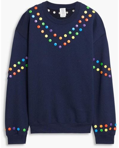 Rosie Assoulin Embellished Cotton-blend Fleece Sweatshirt - Blue