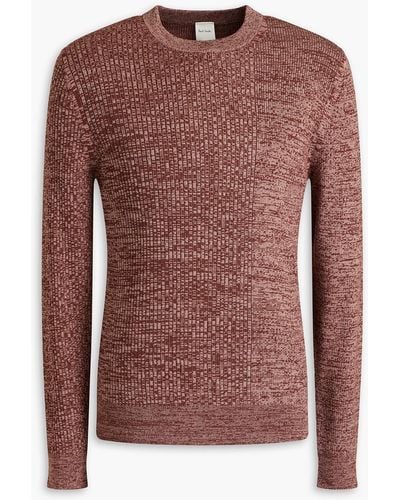 Paul Smith Mélange Ribbed Cotton And Merino Wool-blend Jumper - Brown