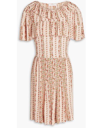 See By Chloé Ruffled Floral-print Crepe Mini Dress - Pink