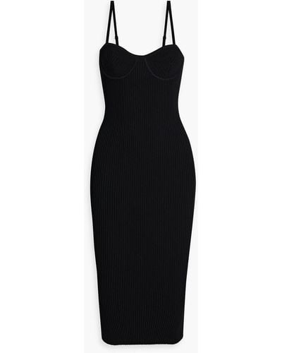 Helmut Lang Ribbed-knit Midi Dress - Black