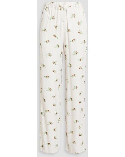 Sleeper Floral-print Charmeuse Pyjama Pants - White