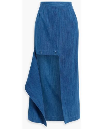 Palmer//Harding Inhale Asymmetric Denim Maxi Skirt - Blue