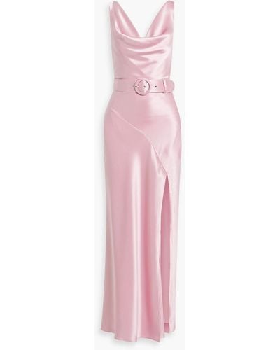 Nicholas Bette drapiertes maxikleid aus satin mit gürtel - Pink