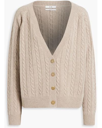 Co. Mélange Cable-knit Cashmere Cardigan - Natural